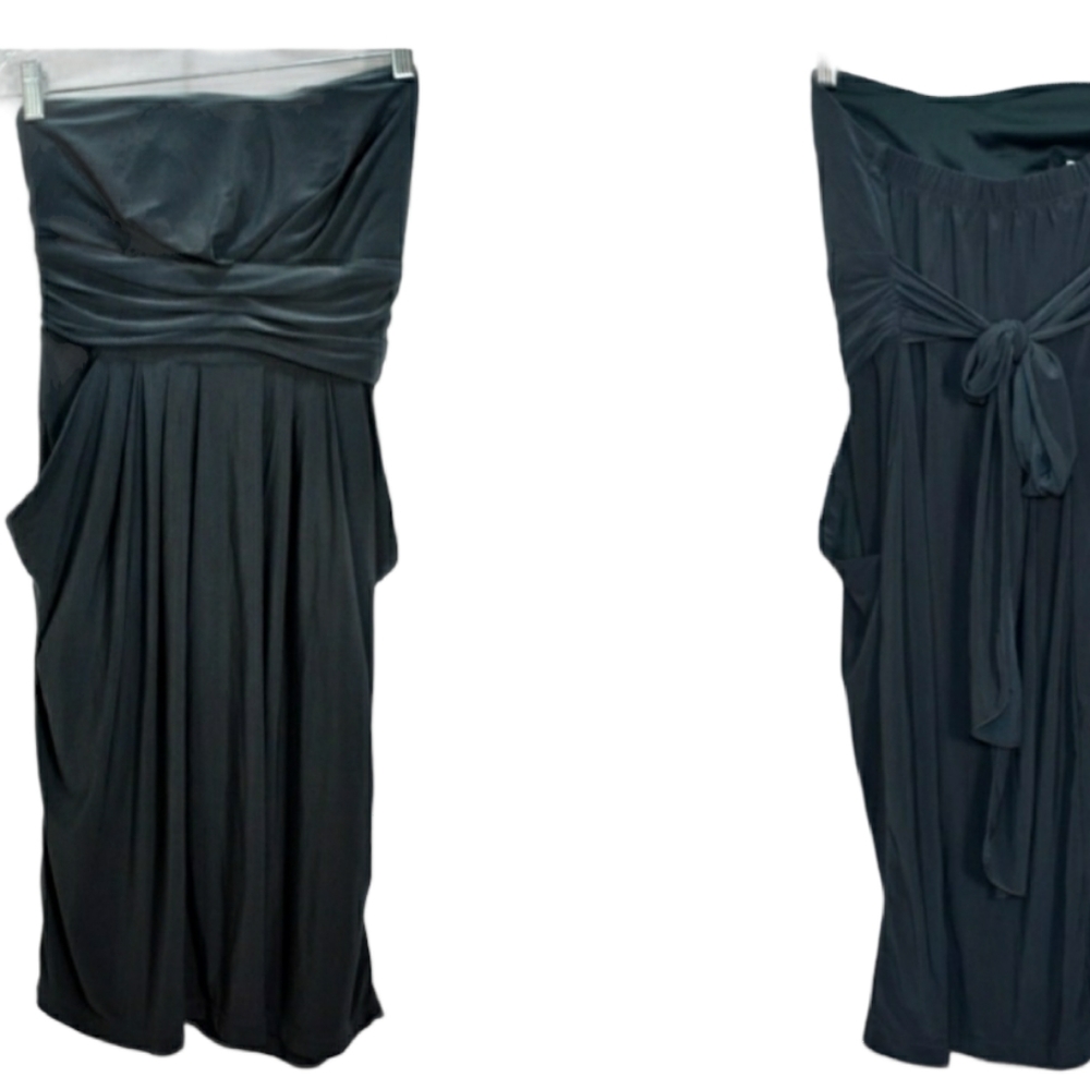 Wishes Dark Gray Strapless Cocktail Dress Mini 1X